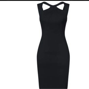 L’Agence stretch suiting cut out dress in navy